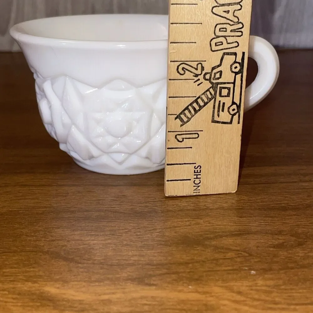 Vintage Pair Fostoria Milk Glass Teacup Rosby Winburn Pattern